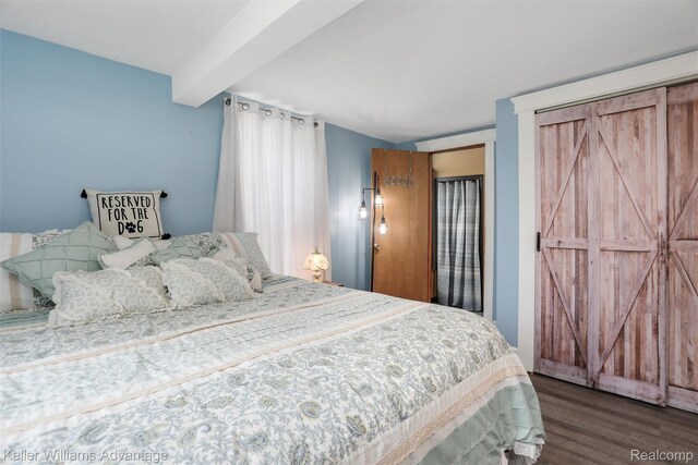 2931 4th St, Trenton, MI 48183 - bedroom with dark wood-style flooring and beam ceiling