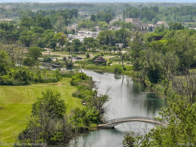 2931 4th St, Trenton, MI 48183 - aerial view of a large body of water and a notable bridge