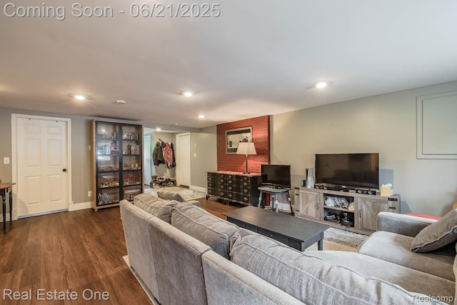 1400 W Predmore Rd, Oakland, MI 48363 - living room with dark wood-style floors and recessed lighting