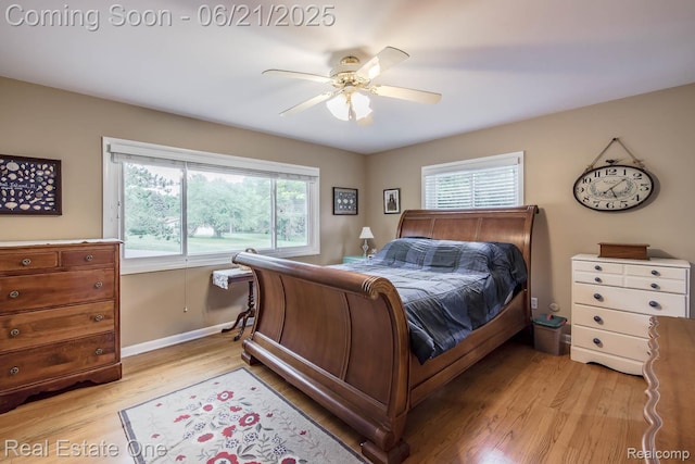 1400 W Predmore Rd, Oakland, MI 48363 - bedroom featuring multiple windows, light wood-style floors, and a ceiling fan