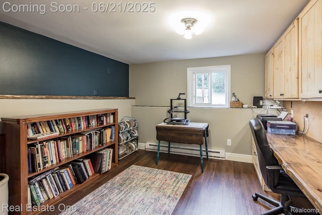 1400 W Predmore Rd, Oakland, MI 48363 - office area featuring a baseboard radiator and dark wood-type flooring