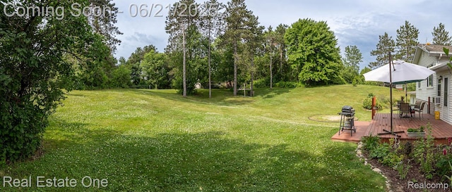 1400 W Predmore Rd, Oakland, MI 48363 - view of green lawn with a wooden deck