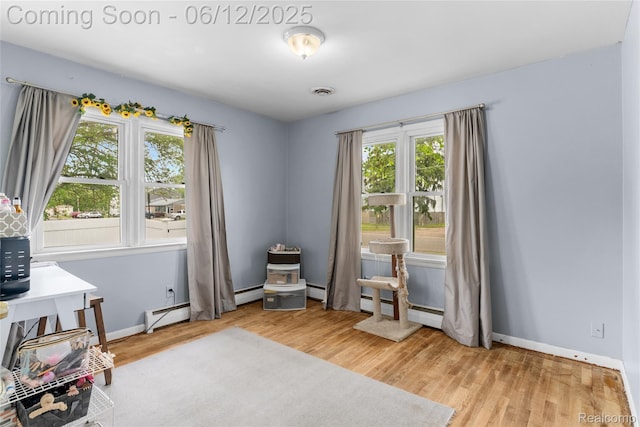 335 Main St, Morrice, MI 48857 - interior space with healthy amount of natural light, light wood-style flooring, baseboards, and a baseboard heating unit