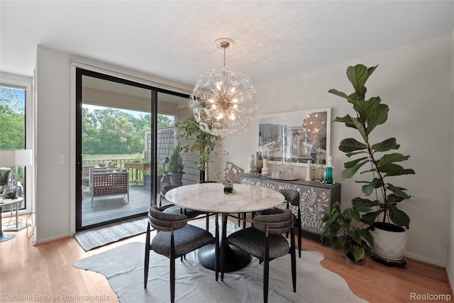 916 Tartan Trl, Bloomfield Hills, MI 48304 - dining space with a chandelier, wood finished floors, and baseboards