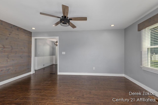4246 Flamingo Ave SW, Wyoming, MI 49509 - unfurnished room with wood finished floors, a ceiling fan, recessed lighting, and baseboards