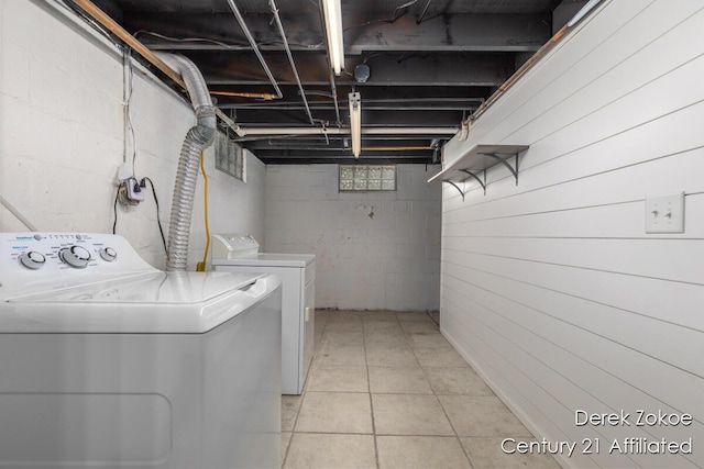 4246 Flamingo Ave SW, Wyoming, MI 49509 - laundry area with washing machine and clothes dryer and light tile patterned flooring