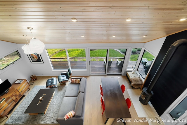 5185 W Nurnberg Rd, Michigan, MI 49411 - living area with wood ceiling, wood finished floors, and recessed lighting