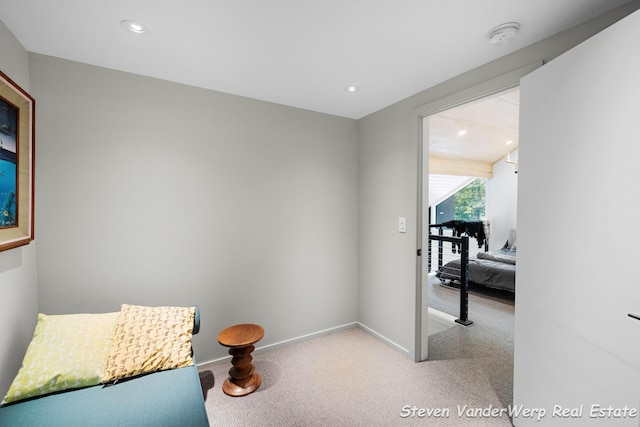 5185 W Nurnberg Rd, Michigan, MI 49411 - sitting room featuring light carpet, baseboards, and recessed lighting