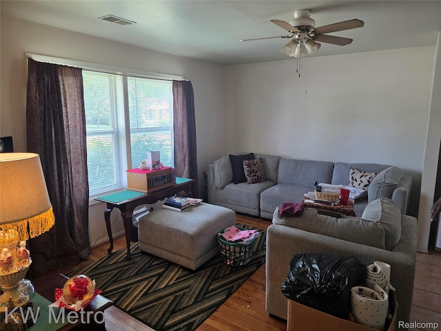 29827 Oakwood St, Inkster, MI 48141 - living area featuring a ceiling fan and wood finished floors