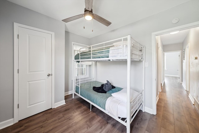 289 Newport St, Detroit, MI 48215 - bedroom featuring wood finished floors, baseboards, and ceiling fan