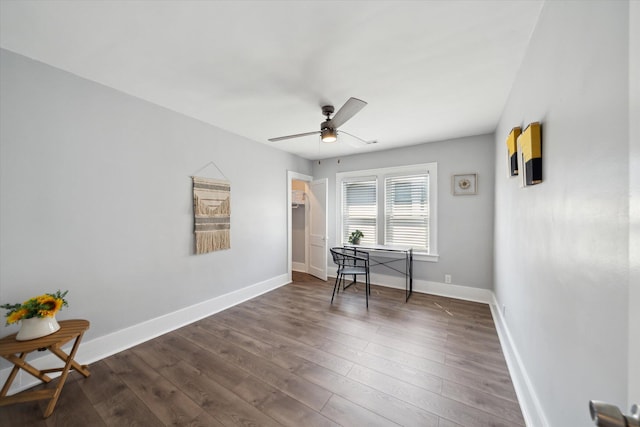 289 Newport St, Detroit, MI 48215 - office space with ceiling fan, dark wood finished floors, and baseboards