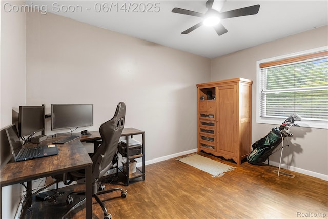 5388 N Georgetown Rd, Grand Blanc, MI 48439 - office area with ceiling fan and wood finished floors