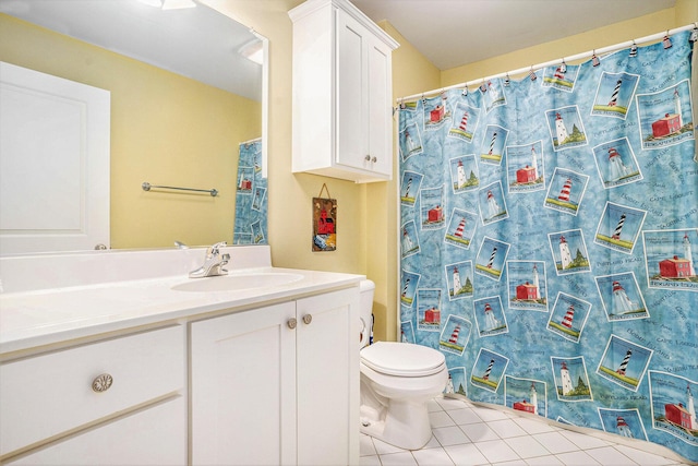 1300 St Andrews Dr, Holland, MI 49423 - full bathroom featuring vanity, toilet, tile patterned flooring, and a shower with curtain