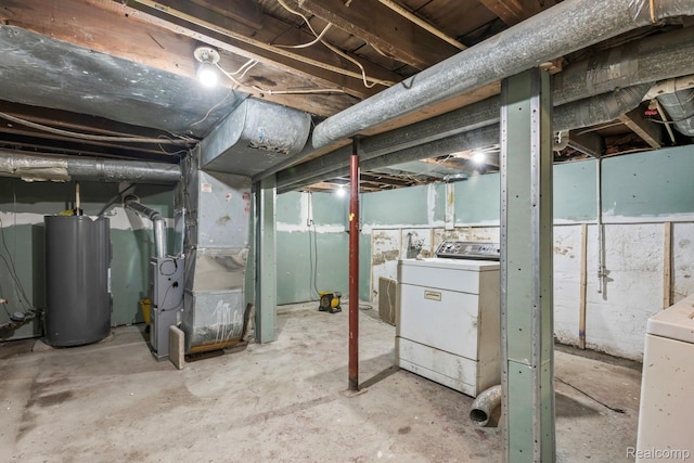 1496 E Parkwood Ave, Burton, MI 48529 - unfinished below grade area featuring water heater, washer / dryer, and heating unit