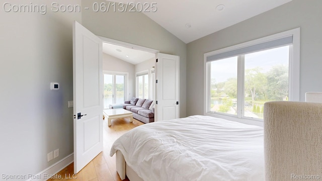 571 Dunleavy Dr, Highland, MI 48356 - bedroom with vaulted ceiling, light wood-style floors, and baseboards