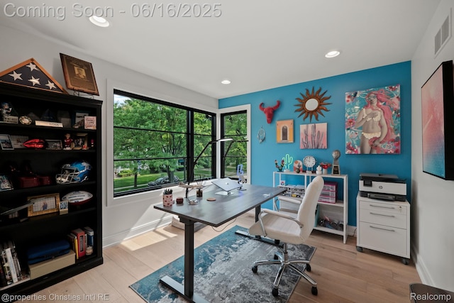 1044 Hazel, Birmingham, MI 48009 - home office featuring wood finished floors and recessed lighting