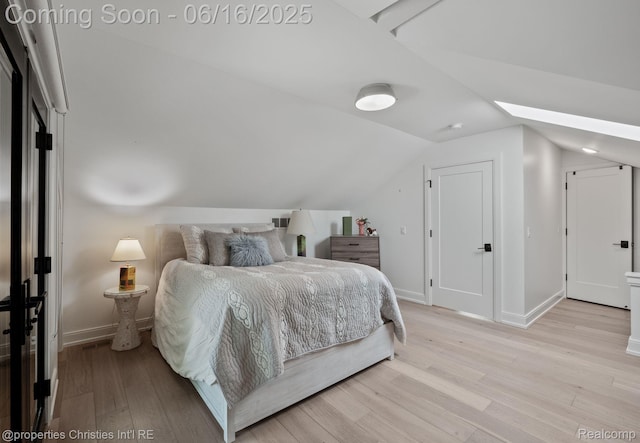 1044 Hazel, Birmingham, MI 48009 - bedroom with light wood-style floors, vaulted ceiling, and a skylight