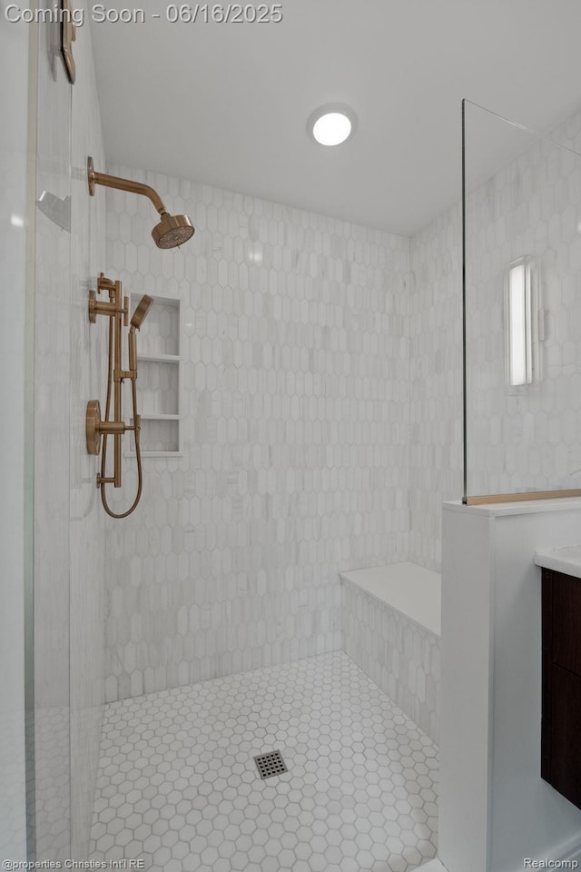 1044 Hazel, Birmingham, MI 48009 - bathroom with tiled shower and vanity
