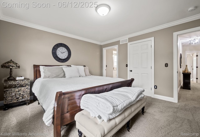 10993 Stoney Point Dr, South Lyon, MI 48178 - bedroom with carpet flooring, ornamental molding, and baseboards
