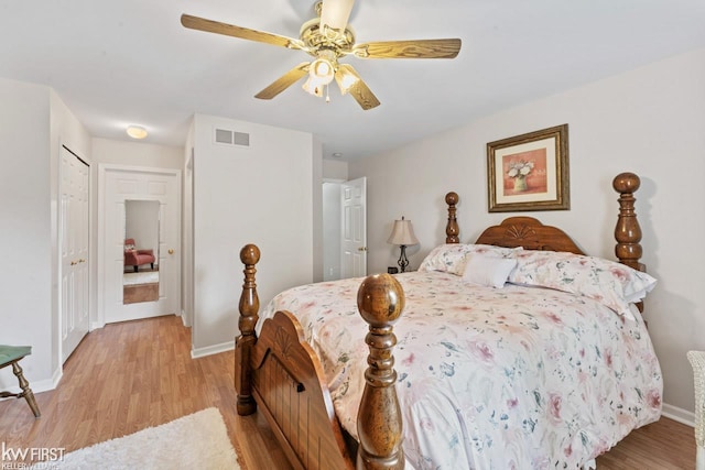 1273 Crystal Pointe Cir, Fenton, MI 48430 - bedroom with light wood-style flooring and ceiling fan