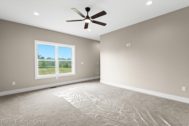 2763 Clivedon Rd, Howell, MI 48843 - unfurnished room featuring carpet floors, ceiling fan, recessed lighting, and baseboards