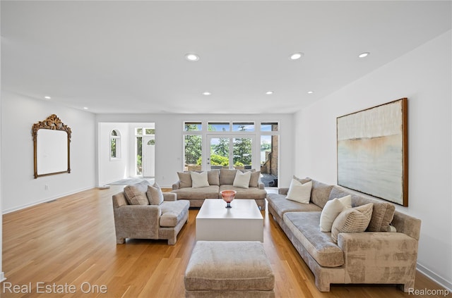 3856 Pine Lake Knoll Dr, West Bloomfield, MI 48324 - living area with recessed lighting, light wood-type flooring, and baseboards
