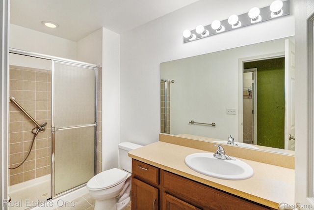 1130 Andover Cir, Commerce Twp, MI 48390 - full bath with a stall shower, vanity, toilet, and tile patterned floors