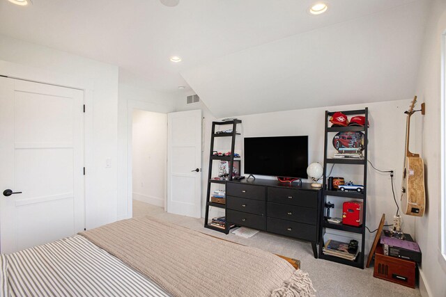 2958 S Edgar Rd, Mason, MI 48854 - bedroom featuring carpet flooring, recessed lighting, lofted ceiling, and baseboards