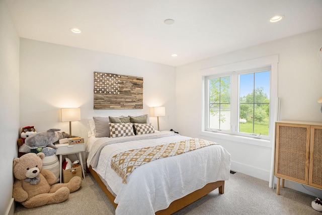 2958 S Edgar Rd, Mason, MI 48854 - bedroom featuring recessed lighting, carpet flooring, baseboards, and radiator heating unit