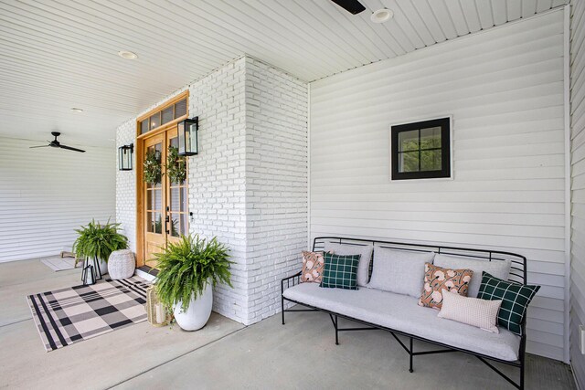 2958 S Edgar Rd, Mason, MI 48854 - view of patio / terrace with a ceiling fan and french doors
