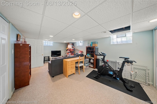 713 Claremont St, Dearborn, MI 48124 - exercise room with light carpet and a paneled ceiling
