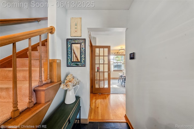 713 Claremont St, Dearborn, MI 48124 - corridor with stairs and wood finished floors
