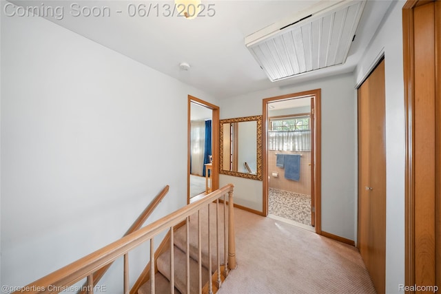 713 Claremont St, Dearborn, MI 48124 - hallway with light colored carpet and an upstairs landing