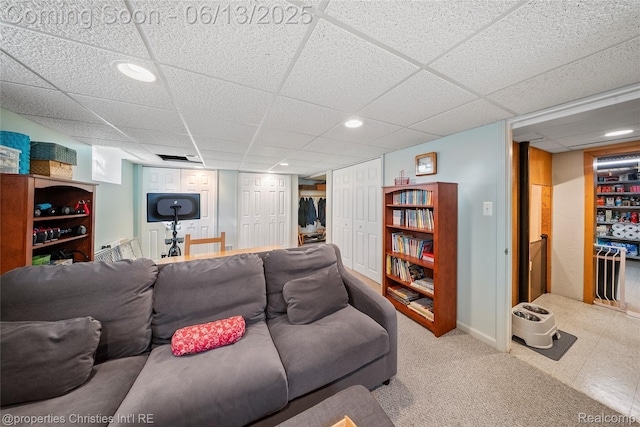 713 Claremont St, Dearborn, MI 48124 - living room with a paneled ceiling and recessed lighting