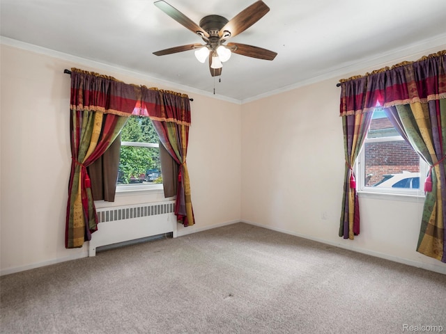 28212 Shock St, Saint Clair Shores, MI 48081 - unfurnished room with radiator, carpet floors, crown molding, and ceiling fan