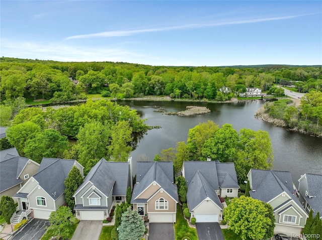 6532 Turtle Walk, Clarkston, MI 48346 - aerial perspective of suburban area featuring a large body of water and a heavily wooded area