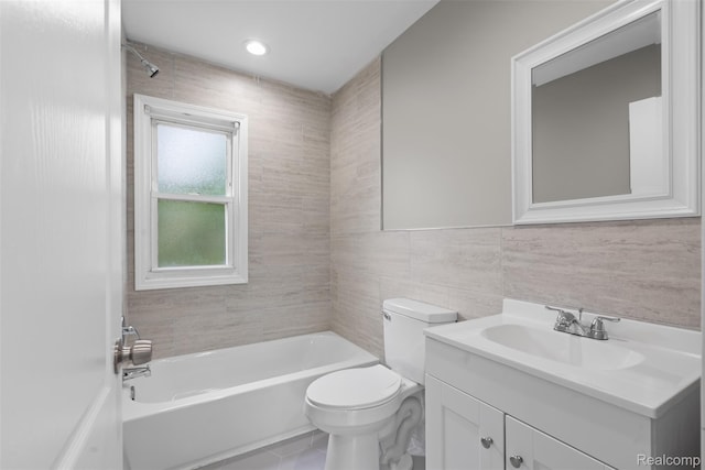 26908 Kitch St, Inkster, MI 48141 - bathroom featuring tile walls, vanity, and toilet