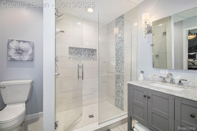 9875 Island Dr, Grosse Ile, MI 48138 - full bathroom featuring toilet, a shower stall, and vanity