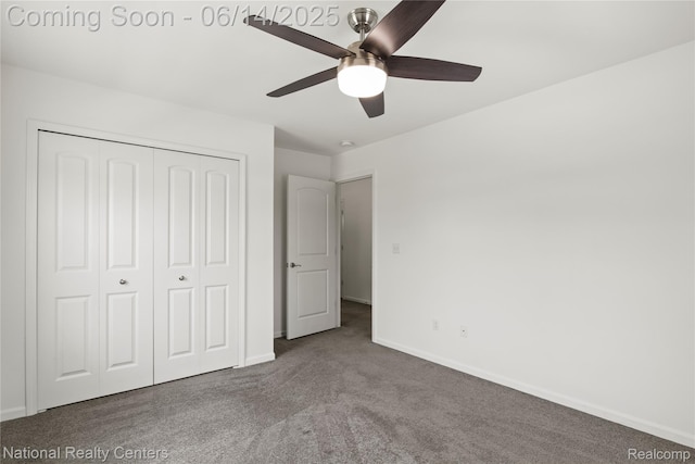 451 Goodrich, Wixom, MI 48393 - unfurnished bedroom featuring carpet, a closet, and a ceiling fan