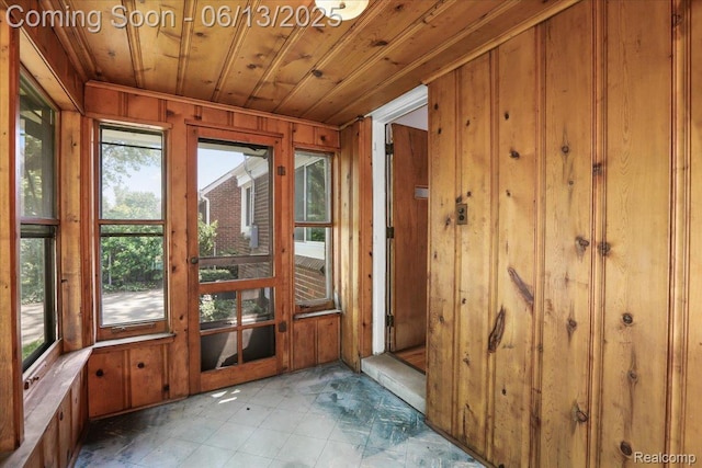 1630 N Denwood St, Dearborn, MI 48128 - doorway to outside featuring wooden walls and wooden ceiling