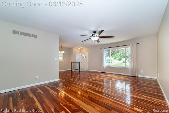 49904 Helfer Blvd, Wixom, MI 48393 - unfurnished living room with wood-type flooring and ceiling fan