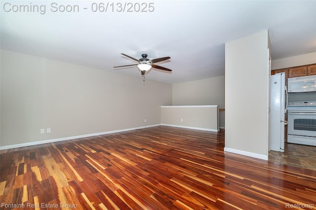 49904 Helfer Blvd, Wixom, MI 48393 - unfurnished living room featuring dark wood-type flooring and a ceiling fan