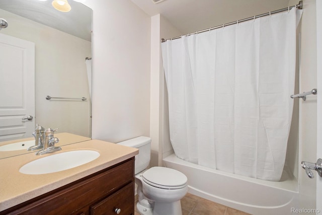 49761 Courtyard Ln, Canton, MI 48188 - bathroom with vanity, shower / tub combo, and tile patterned floors