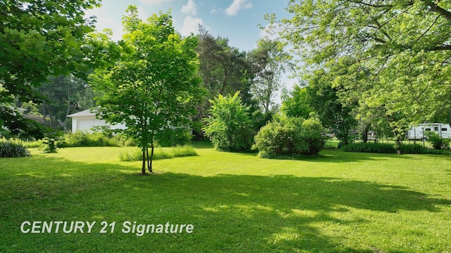 107 E Johns St, Durand, MI 48429 - view of grassy yard with a garage