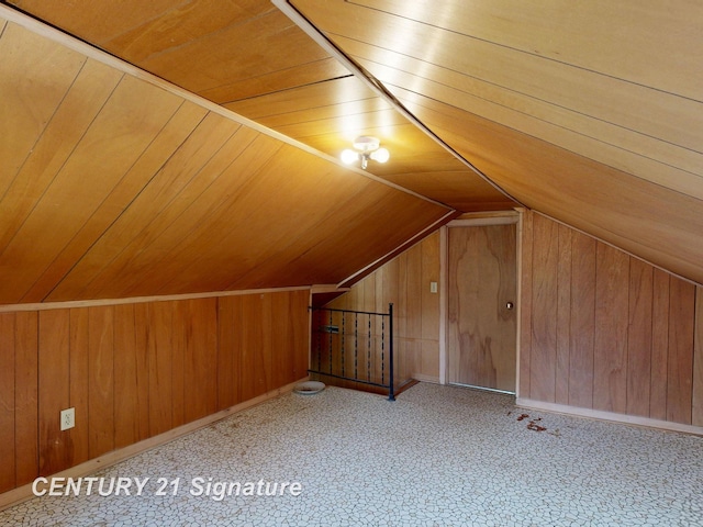 107 E Johns St, Durand, MI 48429 - additional living space featuring wood walls, wood ceiling, and lofted ceiling