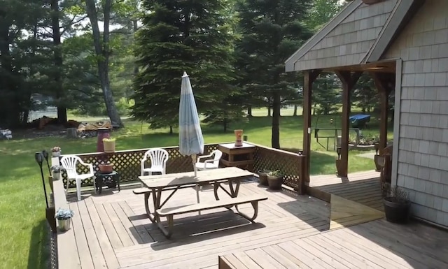 7484 Cedar Lake Rd, Oscoda, MI 48750 - deck with a lawn