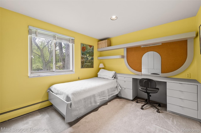 26480 Scenic Hwy, Franklin, MI 48025 - carpeted bedroom with baseboard heating, an office area, and recessed lighting