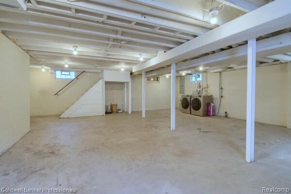 25811 Briarbank Ave, Southfield, MI 48033 - basement featuring washer and dryer and stairs