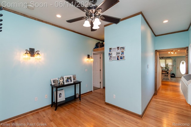 7359 Mckinley, Center Line, MI 48015 - hall with ornamental molding, light wood-style flooring, and recessed lighting