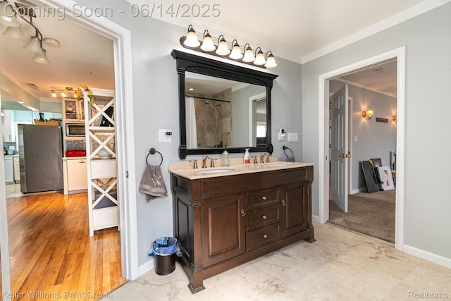 7359 Mckinley, Center Line, MI 48015 - full bathroom featuring double vanity and tiled shower